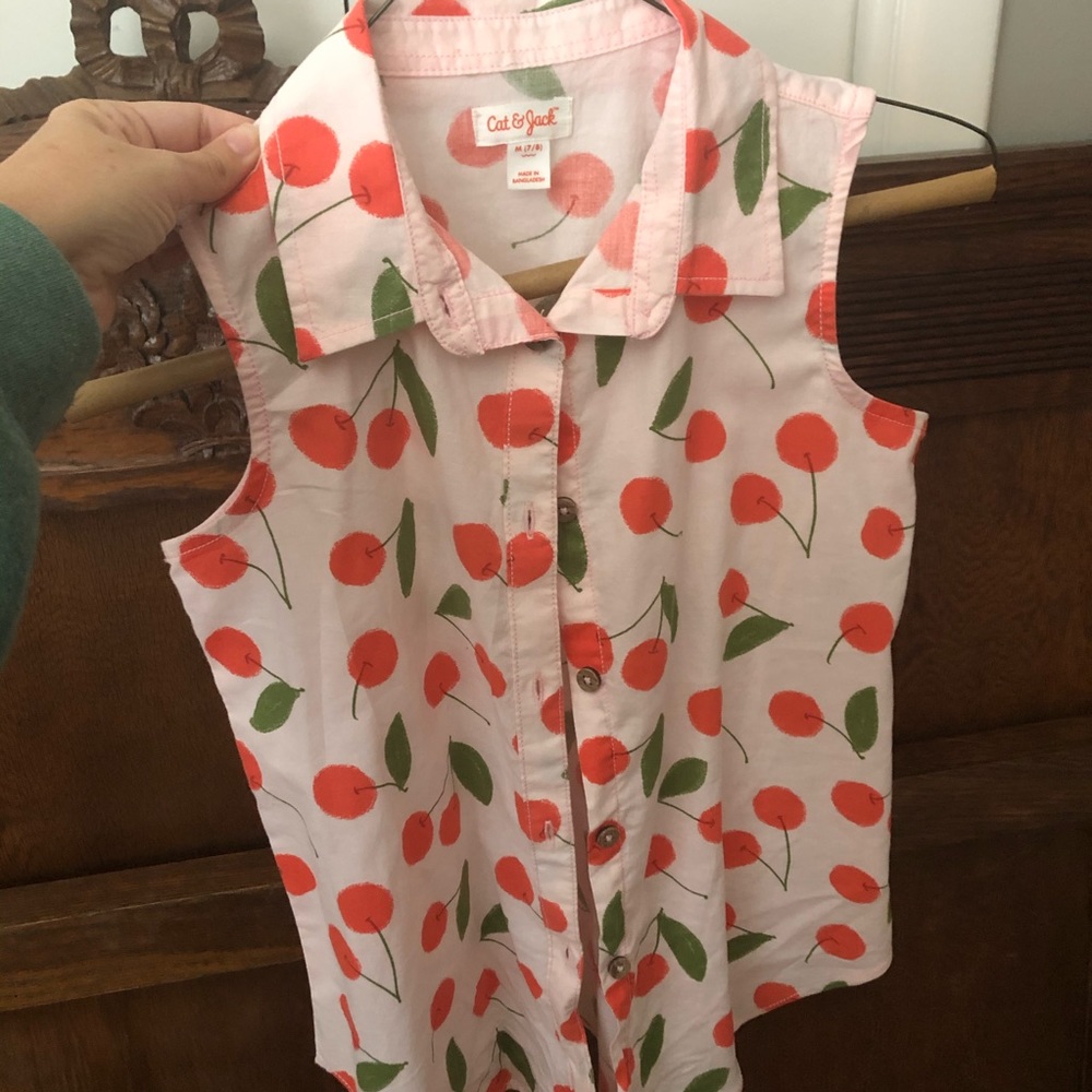 Cherry print sleeveless top